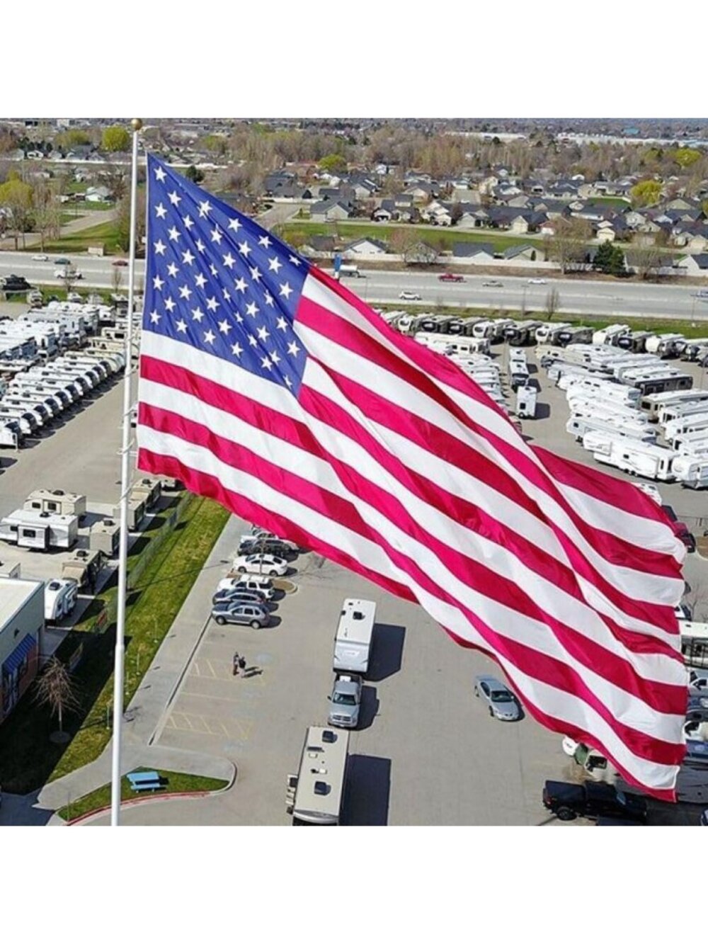 Heavy Duty 10x15 Ft Nylon American Flag with Embroidered Stars - Durable Outdoor
